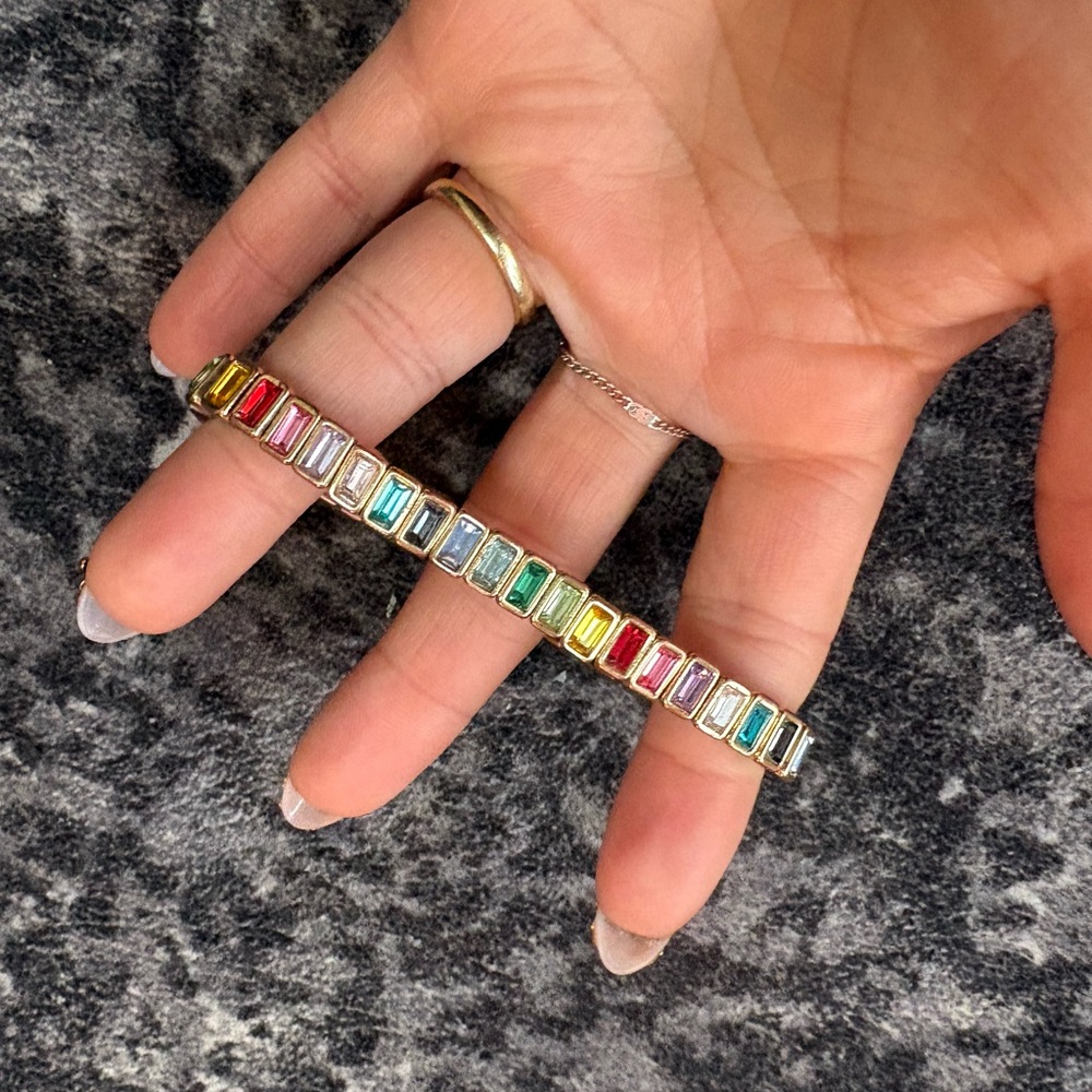 Urban Outfitters Multicolor Rainbow Crystal Tennis Bracelet